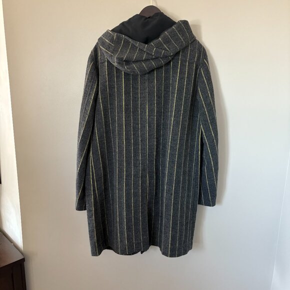 ISSEY MIYAKE Designer Wool Coat Jacket Hooded Striped Size 3 - Picture 4 of 4